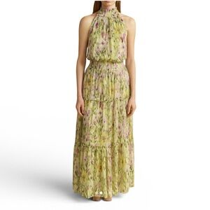 Taylor Green Floral Halter Maxi Dress